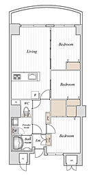 東京メトロ丸ノ内線 茗荷谷駅 徒歩10分の賃貸マンション 7階3LDKの間取り