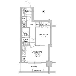 都営大江戸線 森下駅 徒歩7分の賃貸マンション 6階1LDKの間取り
