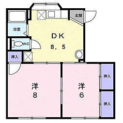 グリーンハイツＡ 1階2DKの間取り