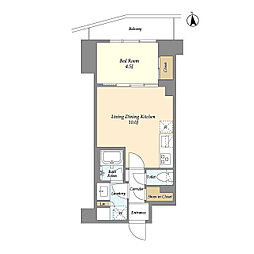 東武伊勢崎線 竹ノ塚駅 徒歩3分の賃貸マンション 4階1LDKの間取り