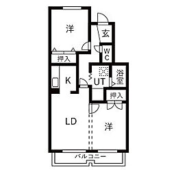 名鉄名古屋本線 一ツ木駅 徒歩11分の賃貸マンション 1階2LDKの間取り