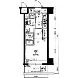 FORTIS#004 605 6階1Kの間取り