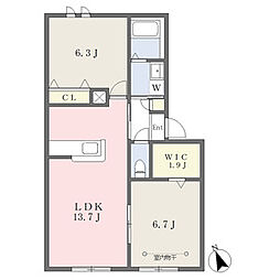 名鉄豊田線 日進駅 徒歩22分の賃貸アパート 1階2LDKの間取り