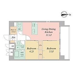 京福電気鉄道北野線 北野白梅町駅 徒歩12分の賃貸マンション 3階2LDKの間取り