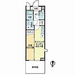 東急池上線 池上駅 徒歩8分の賃貸マンション 1階1DKの間取り