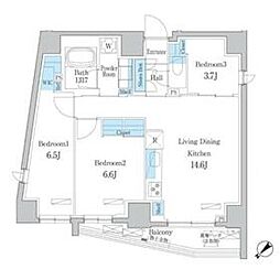 東武東上線 大山駅 徒歩8分の賃貸マンション 7階3LDKの間取り