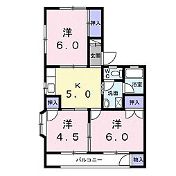 ツインハイツ 3Kの間取図画像