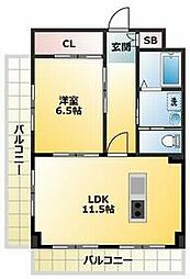 JR山手線 駒込駅 徒歩6分の賃貸マンション 4階1LDKの間取り
