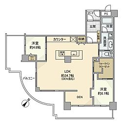 プローラ津田沼 14階2LDKの間取り