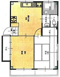 西武池袋線 富士見台駅 徒歩10分の賃貸アパート 2階2DKの間取り