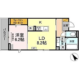 Ｃｒａｄｌｅ 306 3階1LDKの間取り