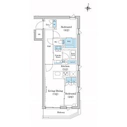 東急池上線 池上駅 徒歩4分の賃貸マンション 2階2LDKの間取り