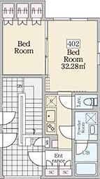 都営大江戸線 西新宿五丁目駅 徒歩8分の賃貸マンション 4階1LDKの間取り