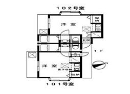 東葉高速鉄道 船橋日大前駅 徒歩10分の賃貸アパート 1階ワンルームの間取り