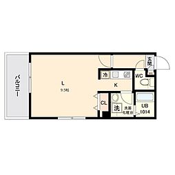 東急目黒線 洗足駅 徒歩2分の賃貸マンション 4階1Kの間取り