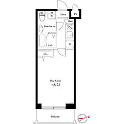都営三田線 蓮根駅 徒歩6分の賃貸マンション 2階1Kの間取り