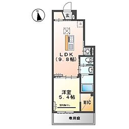 名鉄瀬戸線 三郷駅 3.6kmの賃貸アパート 1階1LDKの間取り