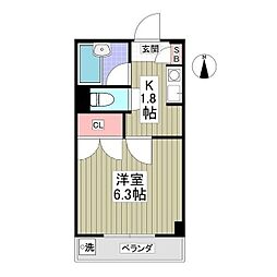 レジデンスTOYOUKE江曽島 1Kの間取図画像