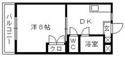 栄マンション 1DKの間取図画像