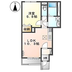 ライズ 1LDKの間取図画像