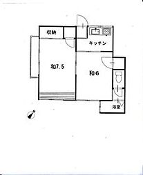 白島荘 2Kの間取図画像