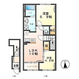 ハレレア 2LDKの間取図画像
