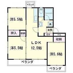 サンハイツ高井 3LDKの間取図画像