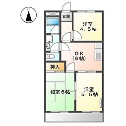 クイーンシティ信B 3DKの間取図画像