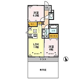 シュエットA 2LDKの間取図画像