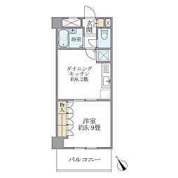 リーデンスタワー低層棟 1DKの間取図画像