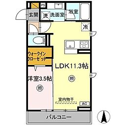 水戸市石川4丁目アパート 1LDKの間取図画像