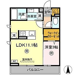 水戸市石川4丁目アパート 1LDKの間取図画像
