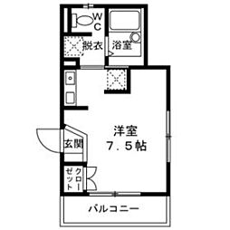 東寺尾スマイルK ワンルームの間取図画像