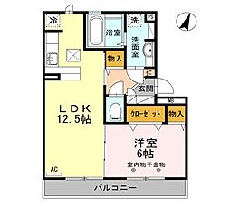 ロイヤルティアラV 3階1LDKの間取り