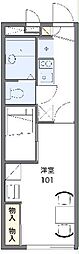 レオパレスパールリビエールIII 2階1Kの間取り