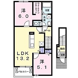 ビオーラユー1 2LDKの間取図画像