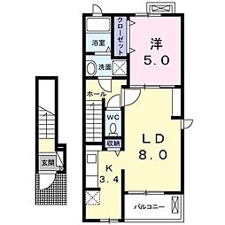 グリーンステージ3番館 1LDKの間取図画像