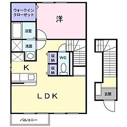 プロムナード 1LDKの間取図画像