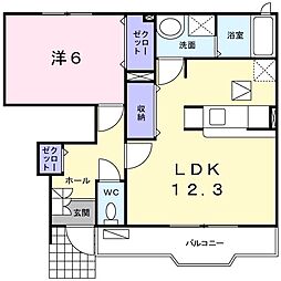 コーポタイホー 1階1LDKの間取り