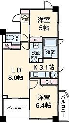東急大井町線 上野毛駅 徒歩2分の賃貸マンション 2階2LDKの間取り
