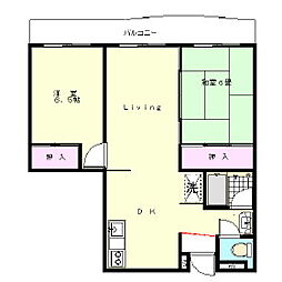 JR総武線 稲毛駅 徒歩5分の賃貸マンション 2階2LDKの間取り
