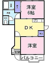 プチヴィラージュ 2DKの間取図画像
