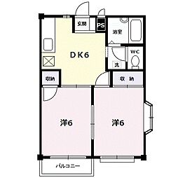 ルミエールパート3 2DKの間取図画像