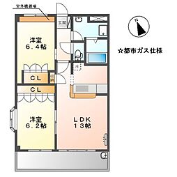 名古屋市営鶴舞線 庄内通駅 徒歩22分の賃貸アパート 2階2LDKの間取り