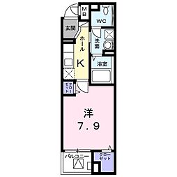 ゴールデンソレイル 1Kの間取図画像