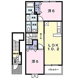 サンリットヒル1 2LDKの間取図画像