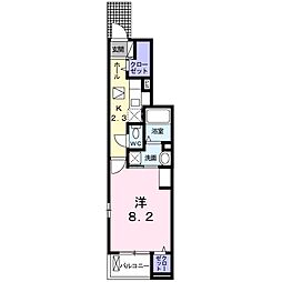 ハリス 1Kの間取図画像