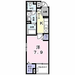 ルクール 1Kの間取図画像