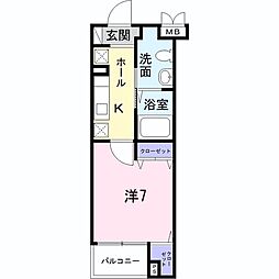 ビリーブ 1Kの間取図画像