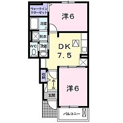 シエル・エトワレ1 2DKの間取図画像